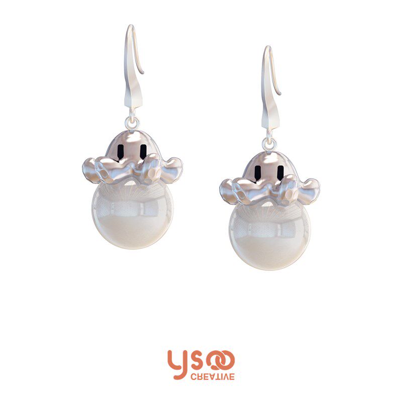 金属克苏鲁章鱼八爪鱼耳环耳夹耳饰耳坠