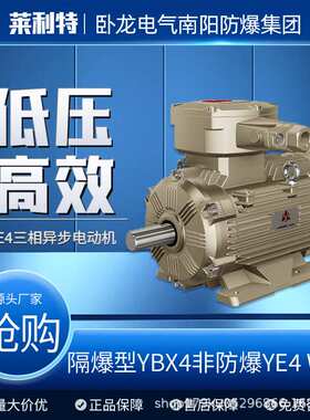 卧龙电气南阳防爆电机YE4-180L-4/22kw二级能效三相异步200kw