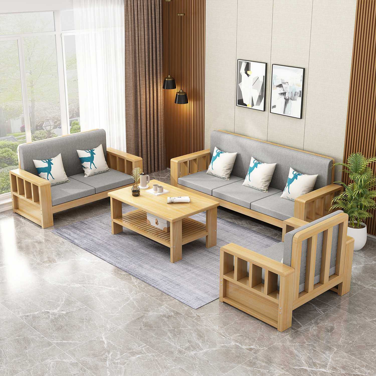 3Y实木沙发新中式现代简约二三四人位转角客厅家具大户型四季木长,3C数码配件,USB灯,淘宝优惠券,粉丝福利购,淘宝优惠卷