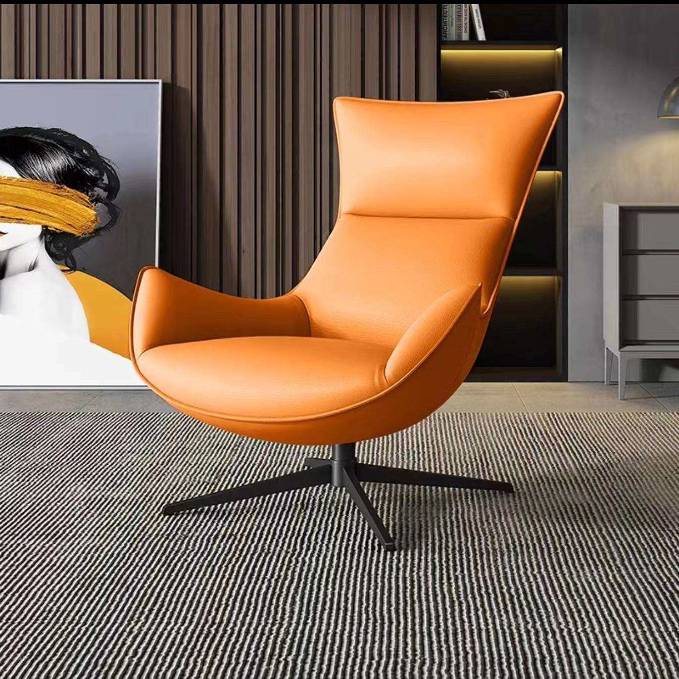 新休闲单人沙发椅轻奢客厅懒人阳台家用网红旋转沙发皮椅躺椅高档