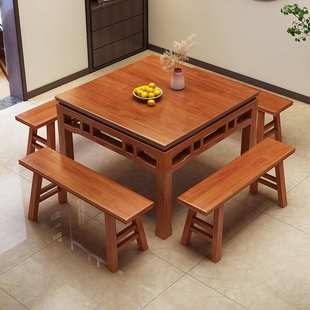 实木商用中式风格餐饮店火锅店湘菜馆饭店大厅民宿原木色桌椅组合