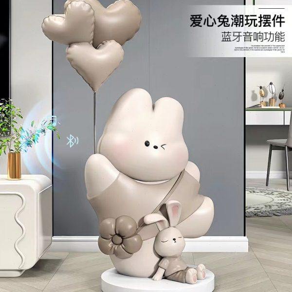 奶油风大型兔子客厅落地摆件家居饰品电视柜沙发音响装饰乔迁礼物,家居饰品,落地摆件,淘宝优惠券,粉丝福利购,淘宝优惠卷