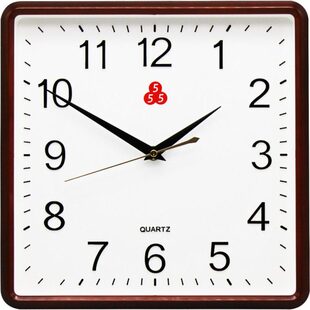 时钟55现代简约三牌五客厅卧室静音石英钟方形5大气家用钟表挂钟
