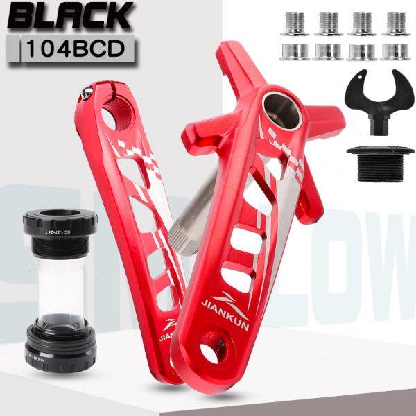 铝合金山地自行车中轴牙盘中空一体曲柄镂空 单盘32/38/42T正负齿