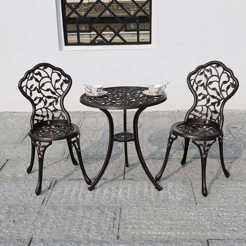 铸铝阳台桌e椅 户外家具三件套 露台庭院铁艺椅小茶几组合室外花
