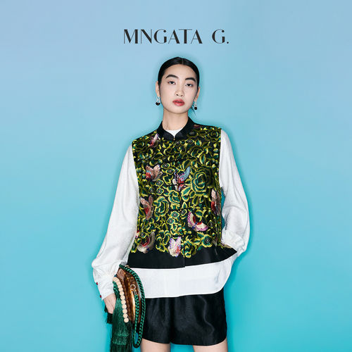 MNGATA G./曼加塔【真丝·彩蝶嬉戏】新中式国风日常百搭马甲