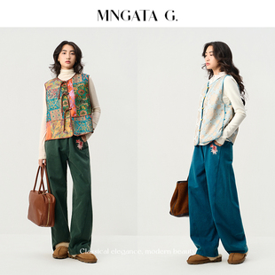 MNGATA G./曼加塔【炒色·锦鲤裤】纯棉刺绣弯刀裤休闲直筒裤