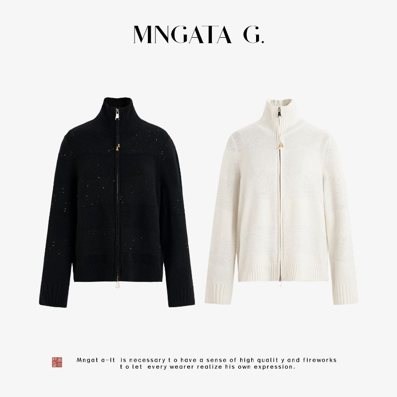 MNGATAG./纯绵羊毛针织立领衫