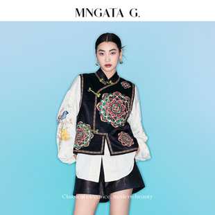 【黑金宝相花】醋酸早秋新中式中国风马甲5031750