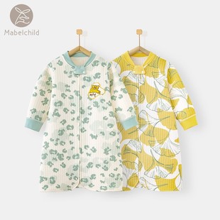 儿童睡袍秋冬纯棉保暖衣服男女童家居服睡裙拉链防踢睡袋宝宝睡衣