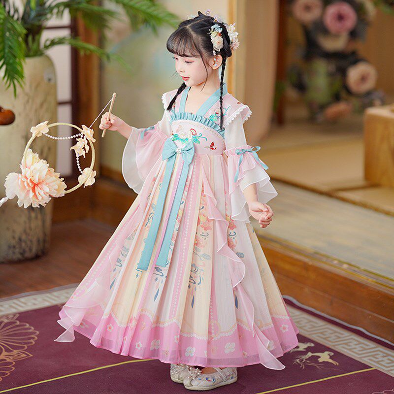 女童汉服2025新款古装裙小女孩表演襦裙夏季连衣裙中国风仙女裙