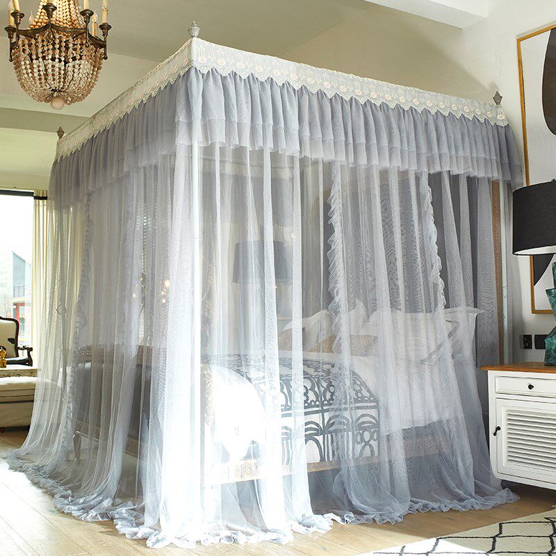 夏天蚊帐家用蚊帐纱主风1.5m1.8米床欧式不锈钢支架大床蚊帐2x2.2