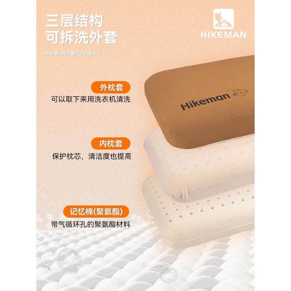 露营枕头hikeman跨境便携旅行轻量化慢回弹记忆棉枕头侧睡护颈枕图片