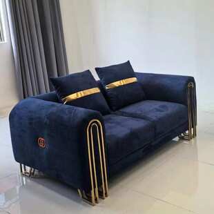 组合沙发 sofa不锈钢设计师样板房别墅欧式 意式 轻奢沙发Geneva