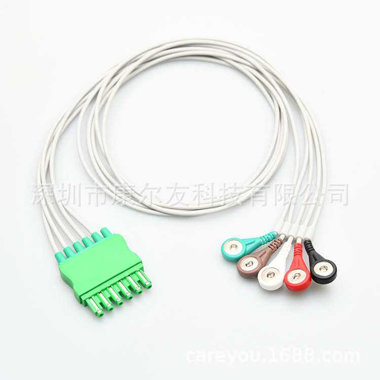 兼容SC9000/7000监护三五六导联心电导联扣式夹式