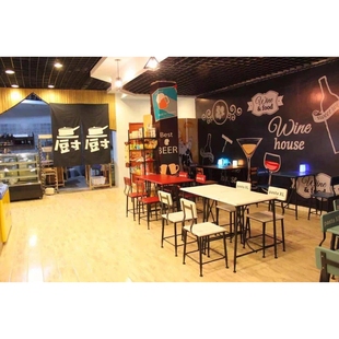 实木铁艺餐桌椅套装餐厅复古做旧桌椅咖啡厅奶茶店酒吧桌椅靠背椅