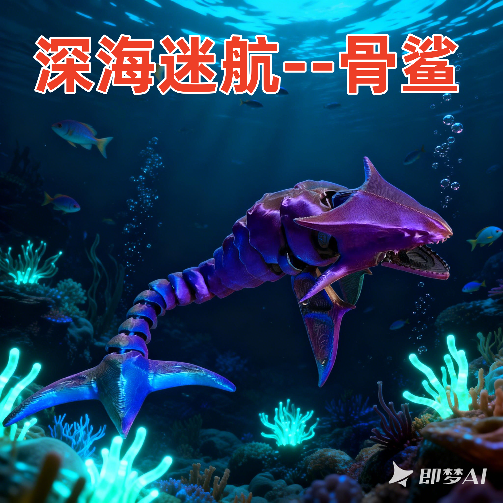 3D打印玩具雪追猎者深海迷航骨鲨海怪模型关节可动雪狐兽小孩摆件