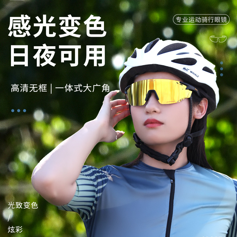鲸鱼骑车护目镜偏光户外运动变色骑行镜防风沙运动风防尘时尚