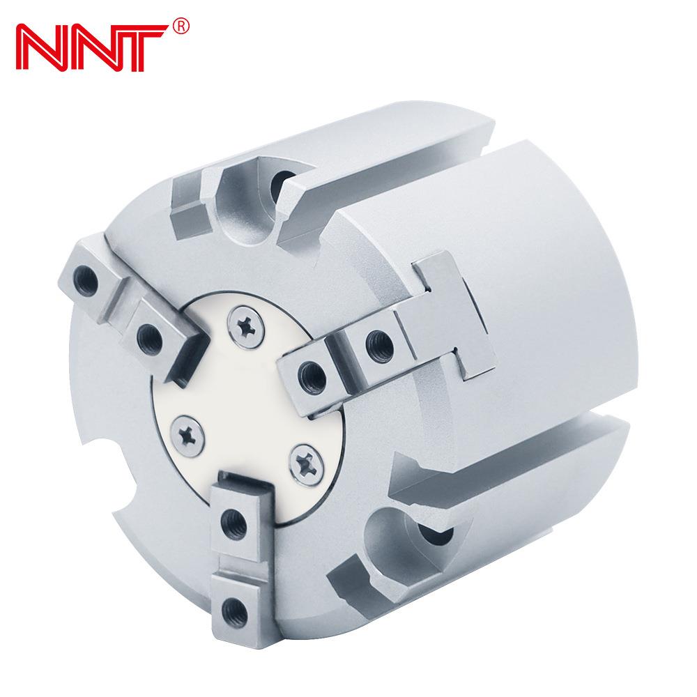 气爪厂家微型气缸圆柱形气爪MHS3三爪气动气缸平行开闭