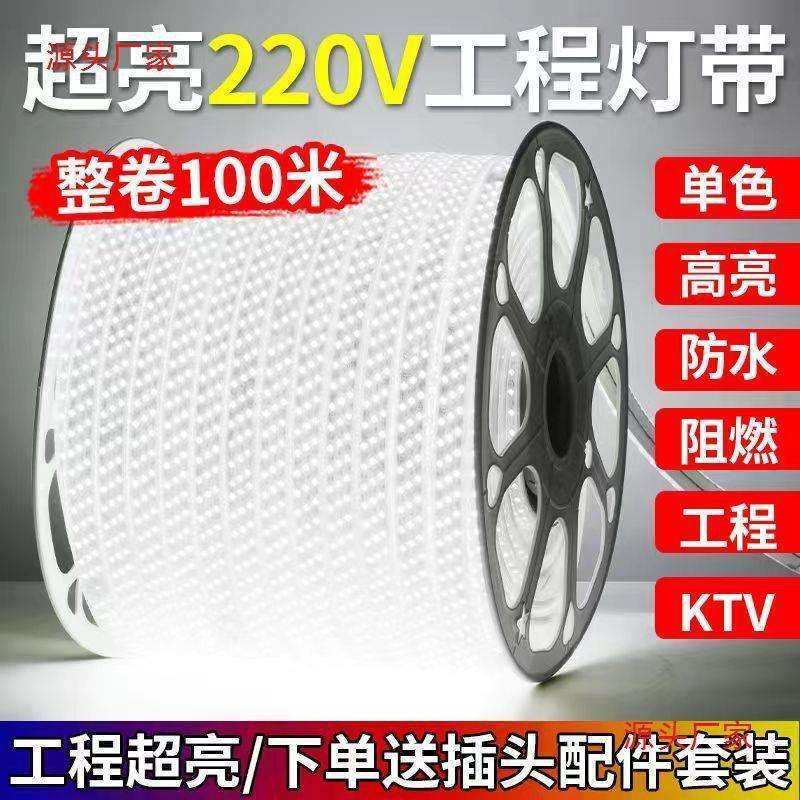 100米套装-led灯带高亮变光家用客厅吊顶户外跑马光带220Vled灯条