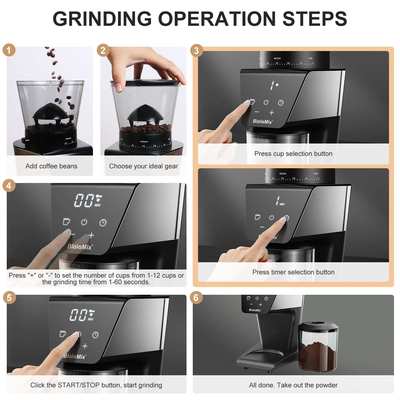 BioloMix电动锥盘咖啡研磨机磨豆机磨粉机Burr coffee grinder