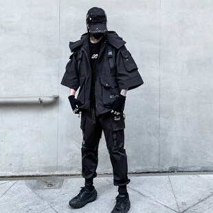 山本风暗黑秋冬机能伞兵工装裤夹克潮流炸街一套搭配帅气男士套装
