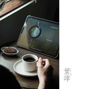 叶谭 一杯一托小杯子陶瓷水杯糯灰色茶杯满水150 自变量7字咖啡杯