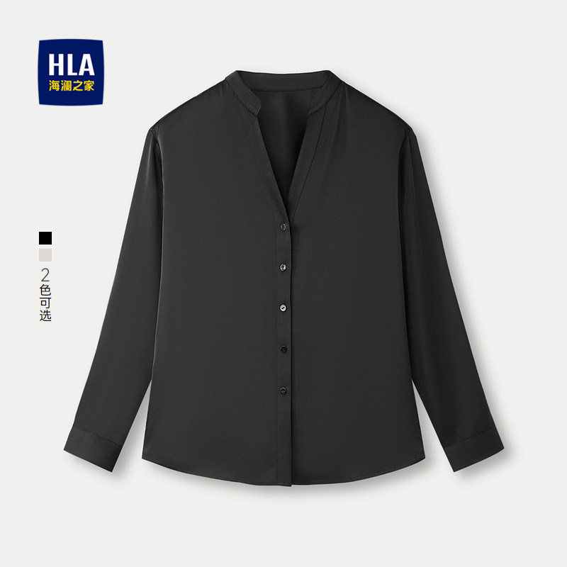 HLA/海澜之家长袖时尚衬衫2025春秋新款宽松垂感细腻衬衣女装