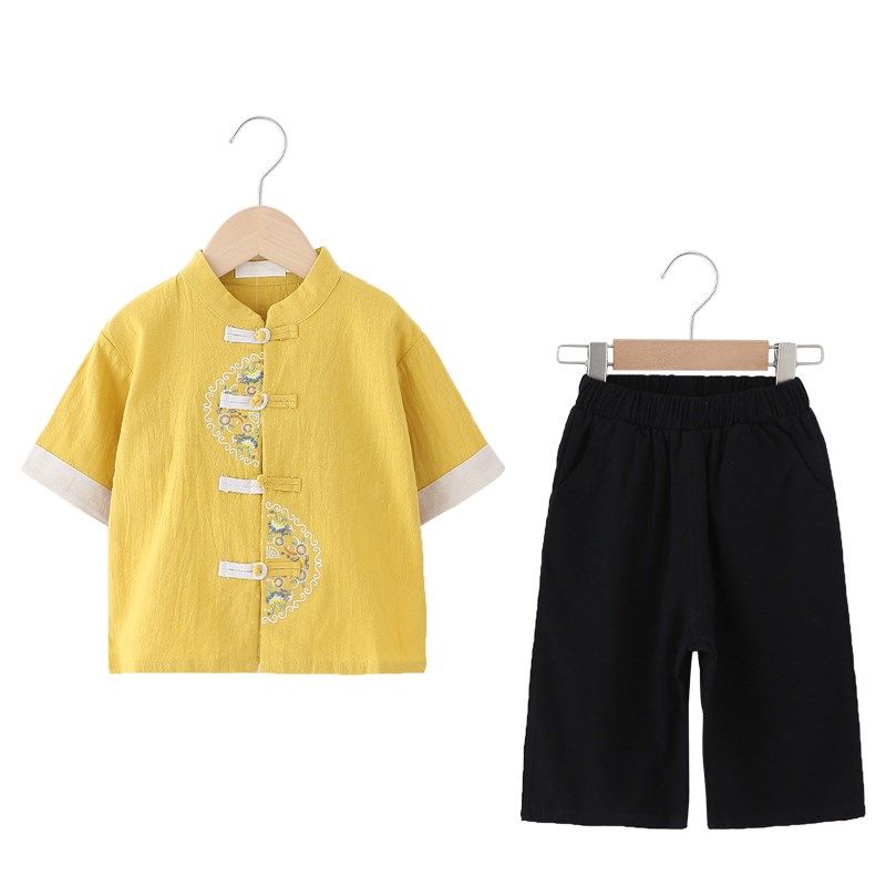 儿童中国风古装宝宝纯棉唐装男童汉服夏季薄款短袖表演套装亲子装,童装/婴儿装/亲子装,唐装,淘宝优惠券,粉丝福利购,淘宝优惠卷