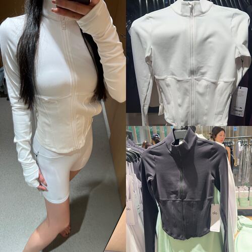 正品代购瑜伽健身跑步运动服收腰紧身上衣鱼骨拉链夹克外套 女