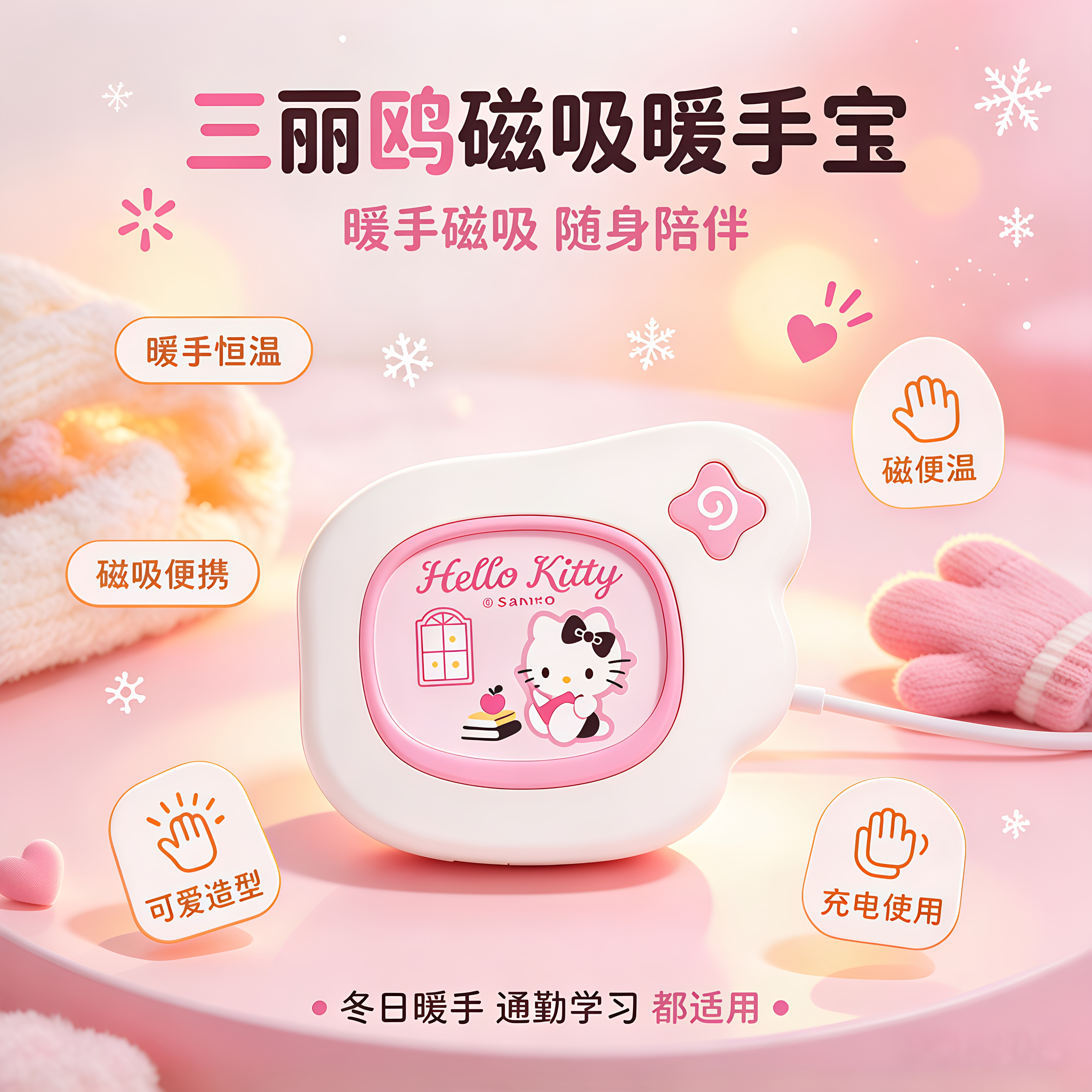 凯蒂猫磁吸充电自发热暖手宝实用