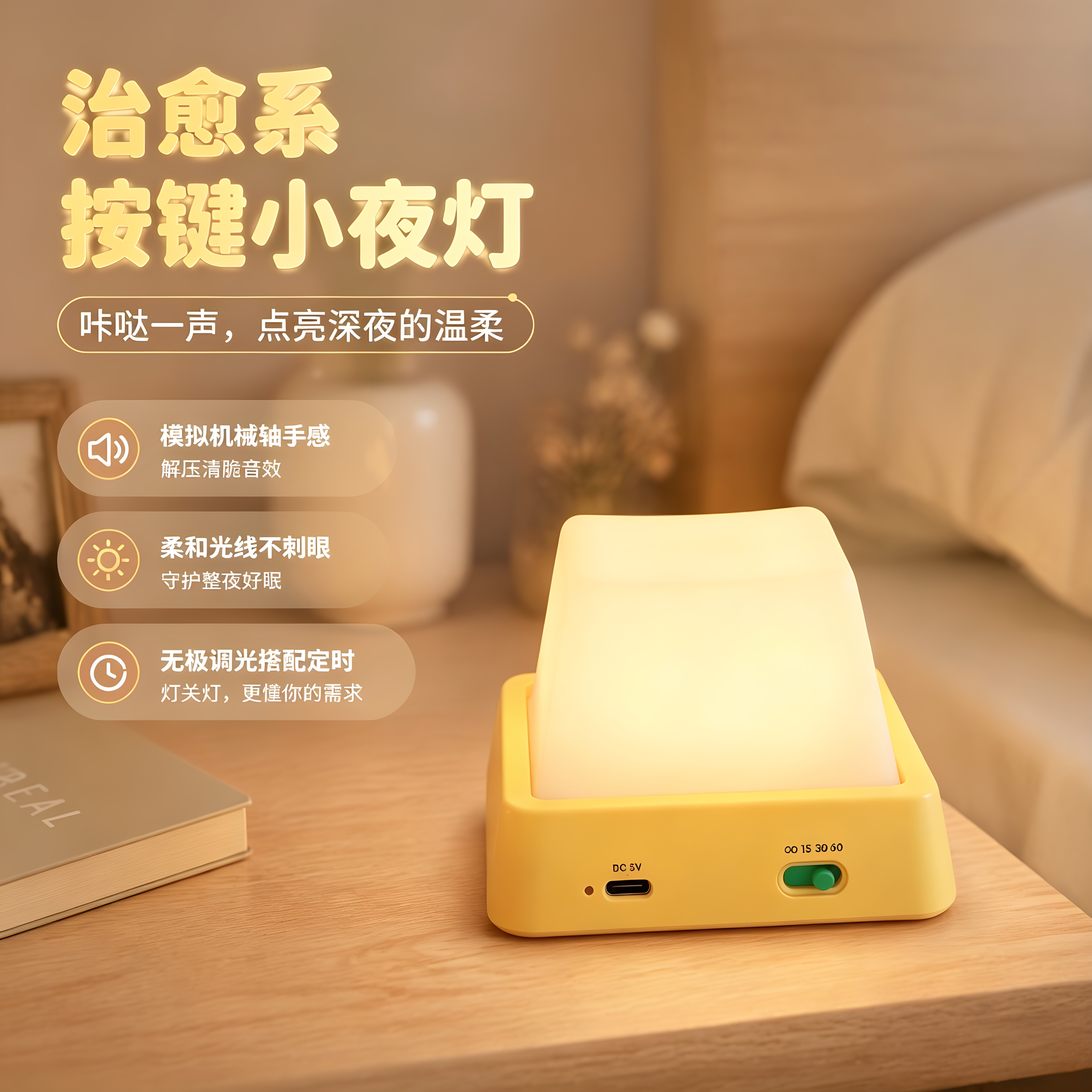 按键小夜灯床头伴睡护眼喂奶实用