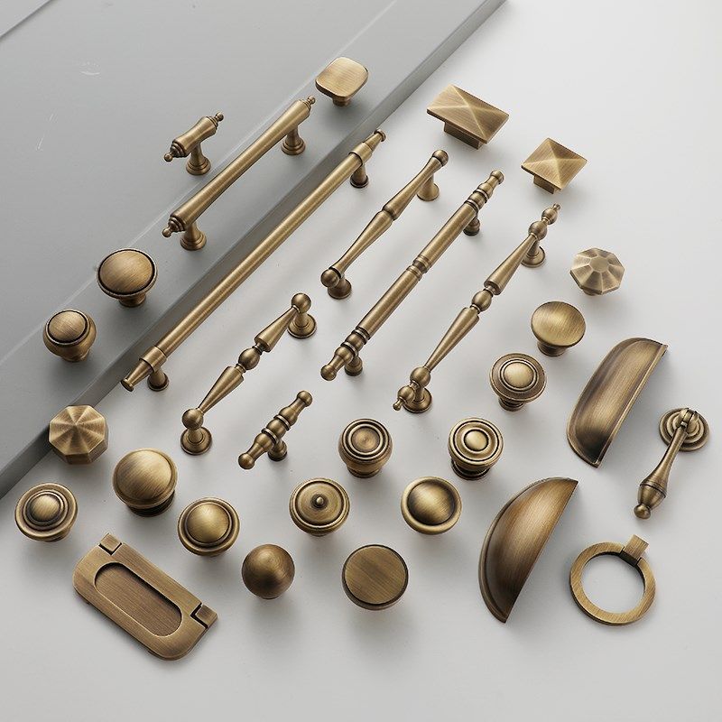 法式复古黄铜拉手中式实木家具纯铜拉手美式抽屉酒柜衣橱柜门把手