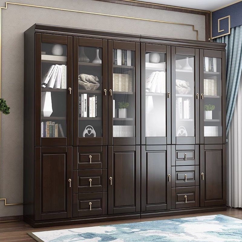 新中式书柜实木书房家俱玻璃橱窗五门多组合展示柜落地置物架书架,搬运/仓储/物流设备,其他起重搬运设备,淘宝优惠券,粉丝福利购,淘宝优惠卷