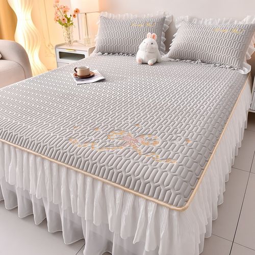 乳胶凉席三件套2024新款夏季可机洗床裙款冰丝席子夏天家用空调席