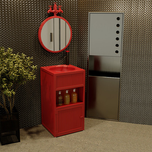 复古铁艺工业风洗手盆民宿创意洗手台酒吧一体立柱洗手池小型台盆