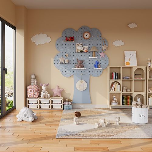 实木洞洞板收纳置物架配件挂钩免打孔儿童房装饰造型墙上挂衣架