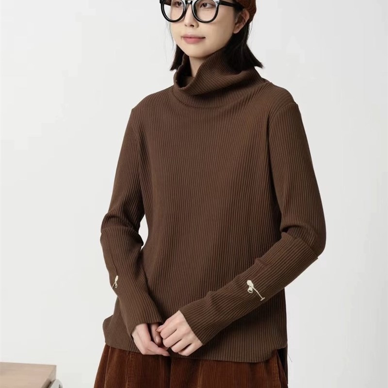初唯讠木2024秋冬新款女装33339休闲文艺高领百搭针织打底衫显瘦图片