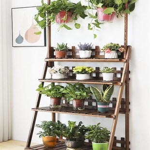 花架子客厅落地式 饰布置客厅多肉实木花盆架绿萝吊兰 阳台置物架装