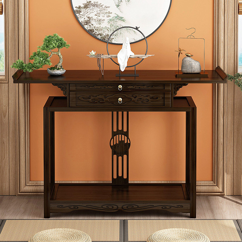 新中式玄关桌子靠墙入户正对门玄关柜供桌现代简约条案端景台窄款