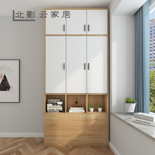 现代简约床尾柜储物开门柜挂衣橱省空间床尾立柜加顶柜衣柜可定制