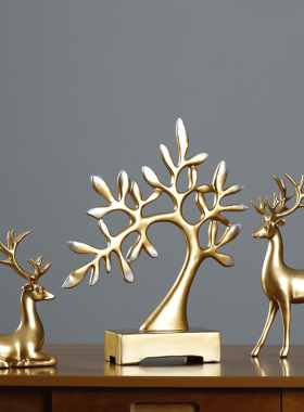 现代简约创意招财发财树装饰品玄关客厅电视柜酒柜摆件工艺品礼物