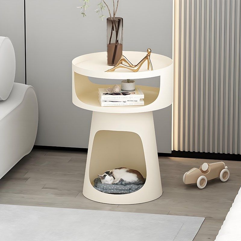 沙发边几客厅家用小型宠物猫窝奶油风茶几小桌子卧室床边桌置物架