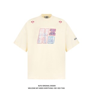 情侣装 T恤男女夏季 宽松上衣tee 复古奶甜刺绣短袖 亿万少年BUFU美式