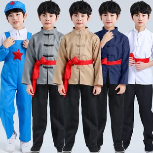 儿童旧社会服装成人民国男童女童老百姓农民阿庆嫂王二小表演出服