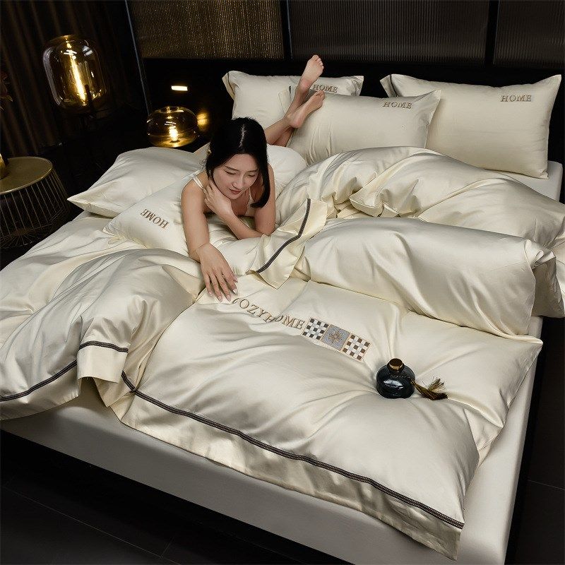 轻奢A类210支双股长绒棉四件套纯棉全棉床单笠被套高级感床上用品,床上用品,酒店床品套件,淘宝优惠券,粉丝福利购,淘宝优惠卷