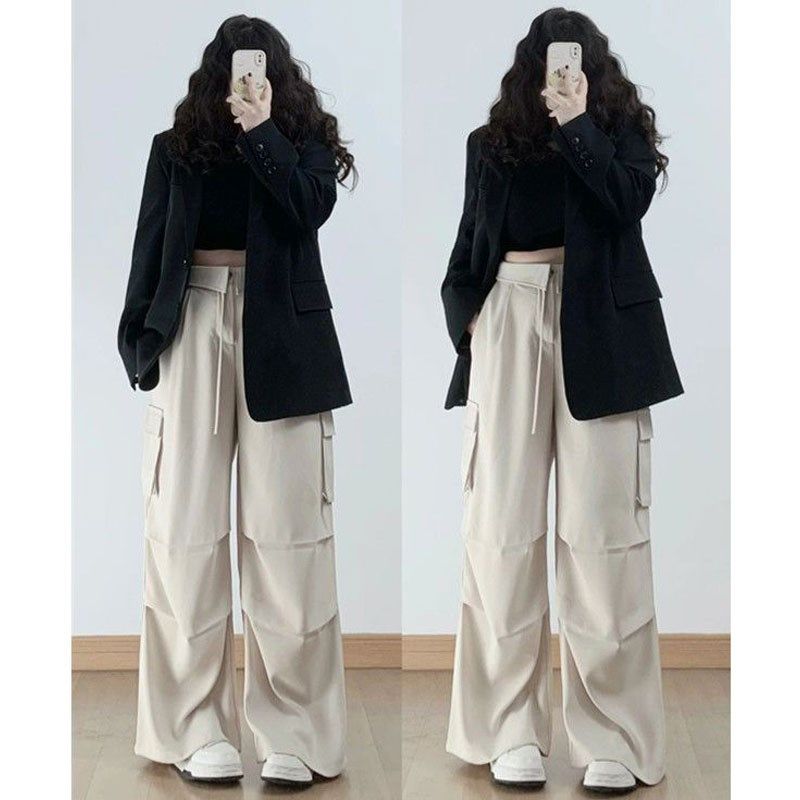 2-300斤胖mm大码女装翻边设计感休闲裤子梨形身材显瘦阔腿工装裤,女装/女士精品,大码裤装,淘宝优惠券,粉丝福利购,淘宝优惠卷