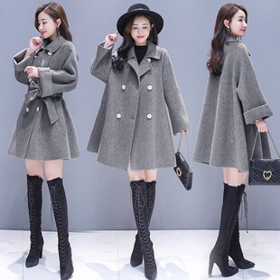 毛呢外套女中长款2021冬新款韩版可爱小个子显高宽松A字版呢大衣