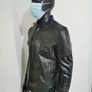 真皮青年修身 加绒加厚头层绵羊皮机车潮 型立领皮衣休闲男夹克冬季