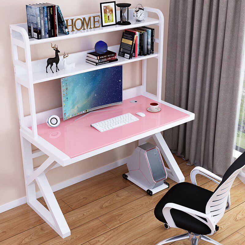 钢化玻璃网红电电脑桌一体台式家用组合桌竞桌书桌书架学习桌卧室